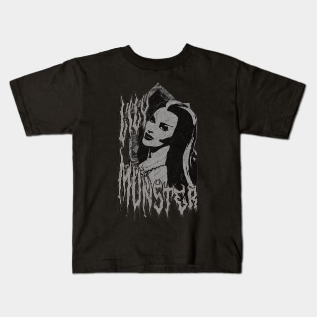 Lily Munster (Distressed Version) Kids T-Shirt by The Dark Vestiary